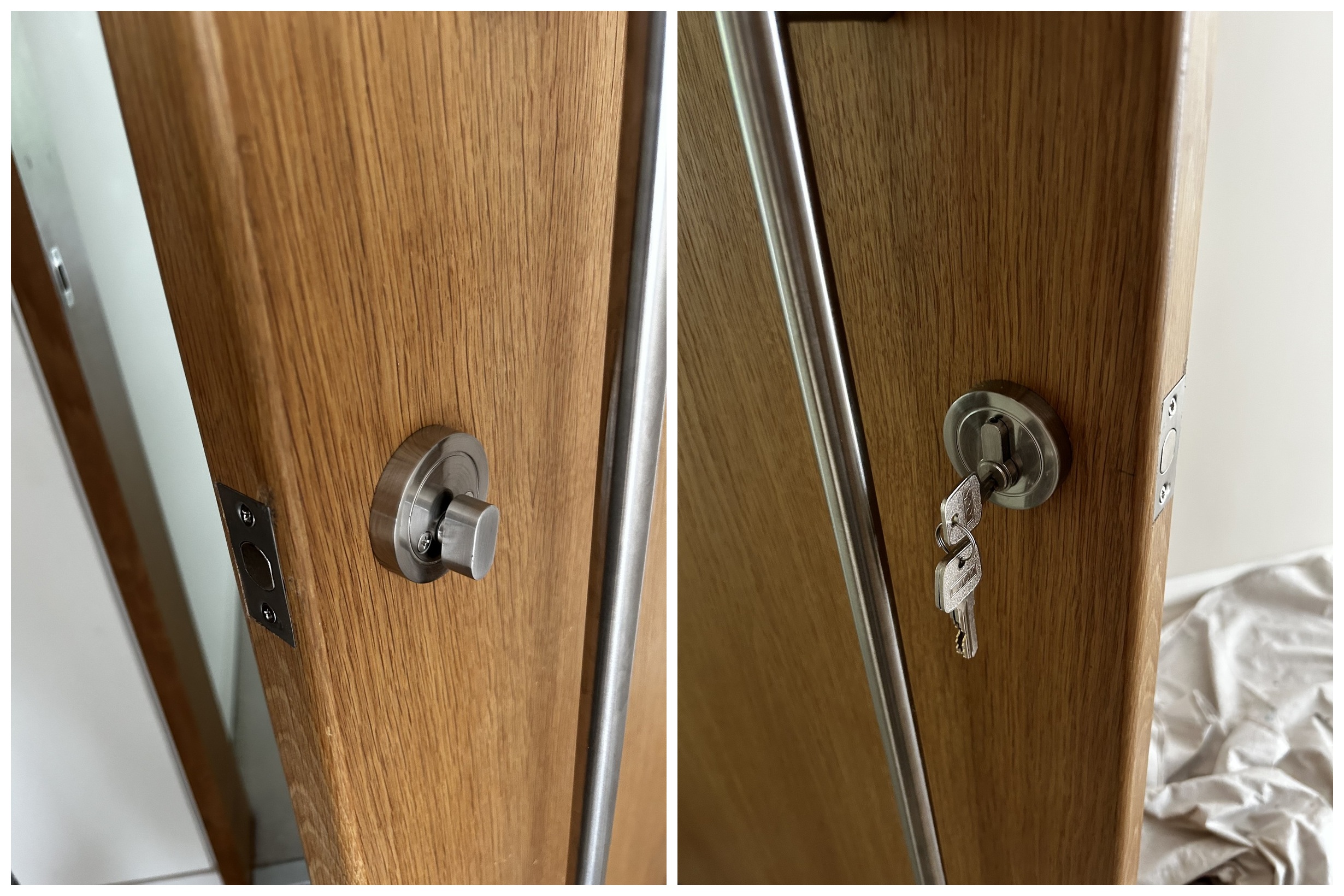Internal bolt lock fitted to an oak door in Prestbury by Lockshire Locksmiths